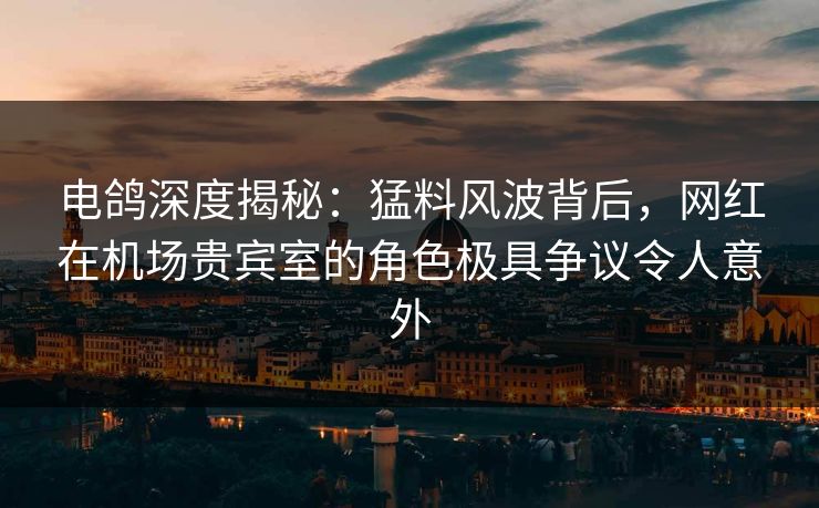 电鸽深度揭秘：猛料风波背后，网红在机场贵宾室的角色极具争议令人意外