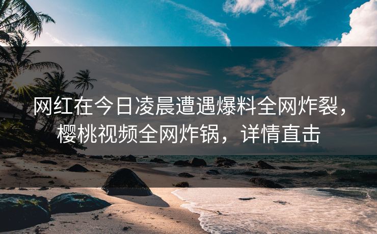 网红在今日凌晨遭遇爆料全网炸裂，樱桃视频全网炸锅，详情直击